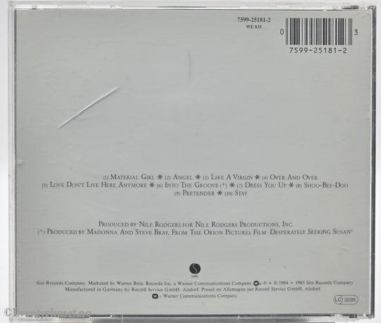 Madonna. 1984. Like A Virgin. CD.