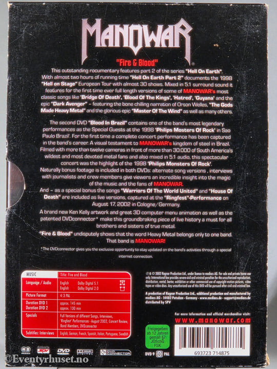Manowar – Fire and Blood. 2002. DVD.
