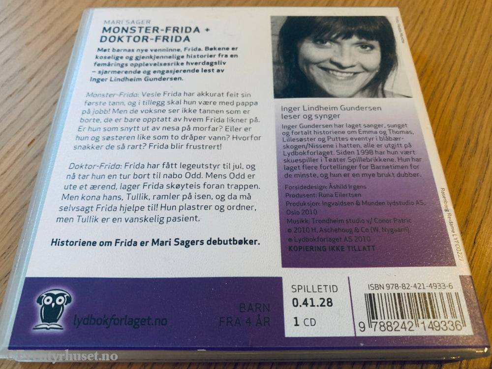 Mari Sager. Monster-Frida Og Doktor-Frida. Lydbok På Cd.