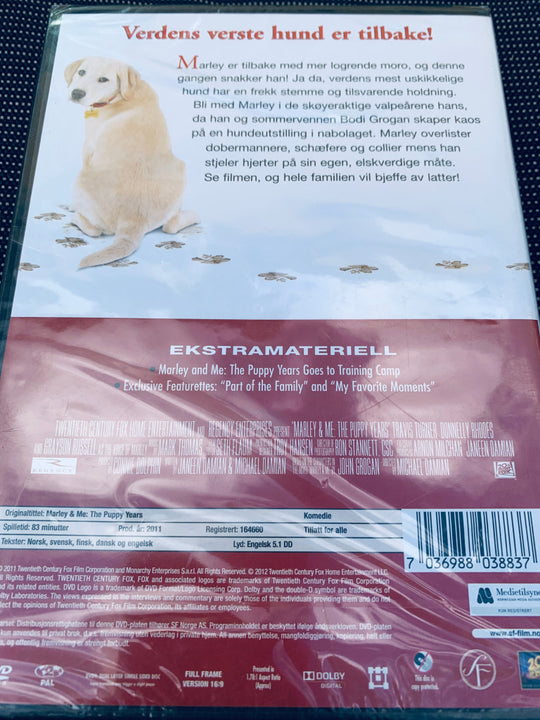 Marley & Me: Valpene. DVD. Ny i plast!