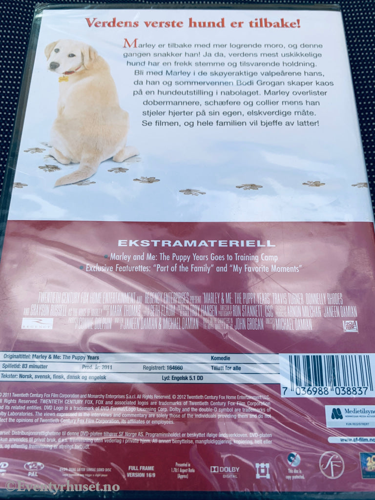 Marley & Me: Valpene. DVD. Ny i plast!
