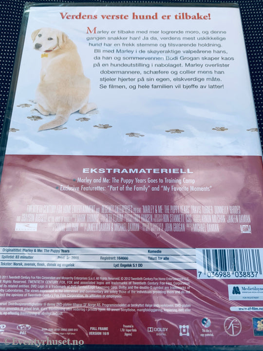 Marley & Me: Valpene. DVD. Ny i plast!