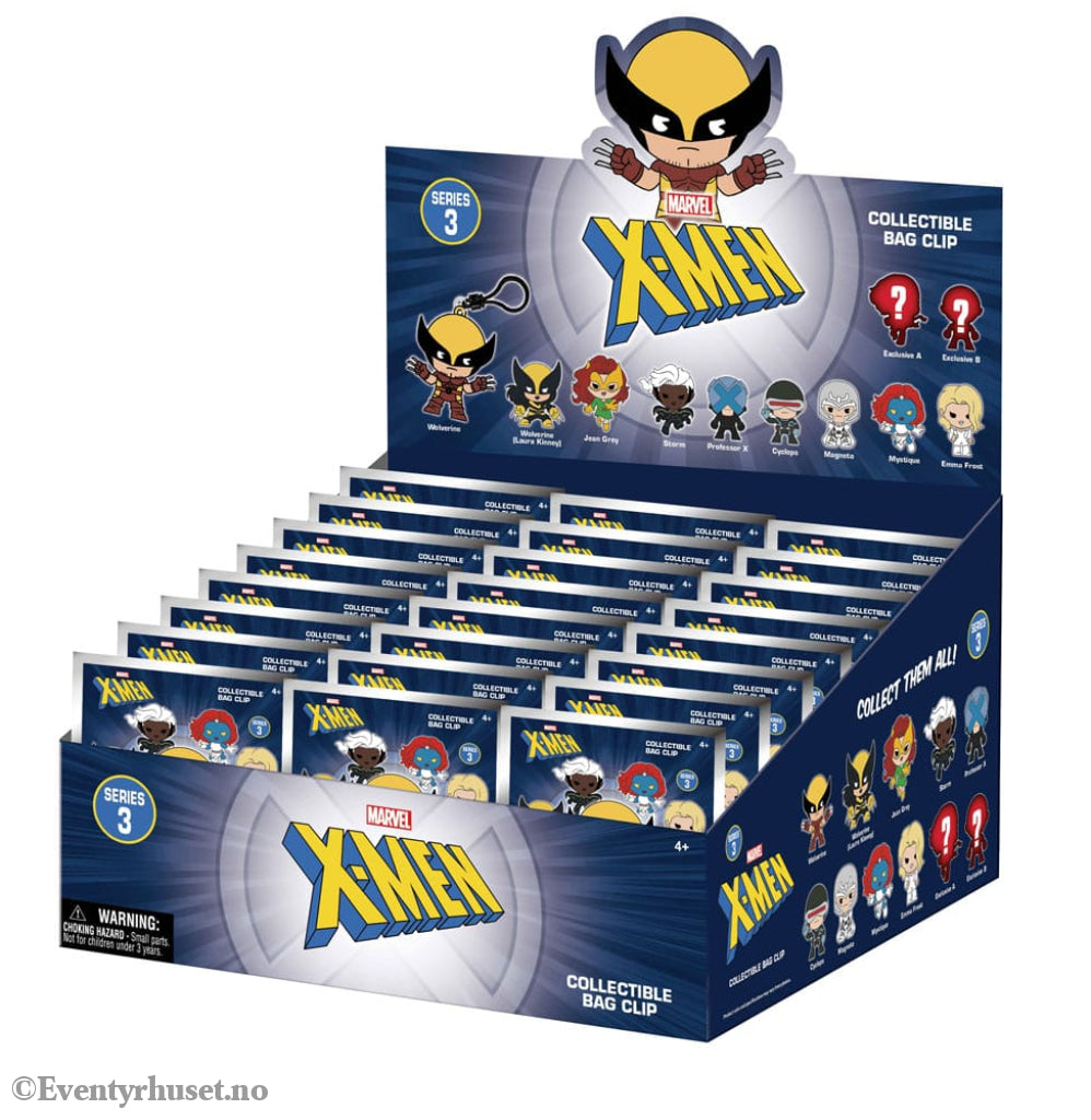 Marvel 3D Foam Bag Clips X-men Classic Series 3 Display (24) Fashion & Accessories