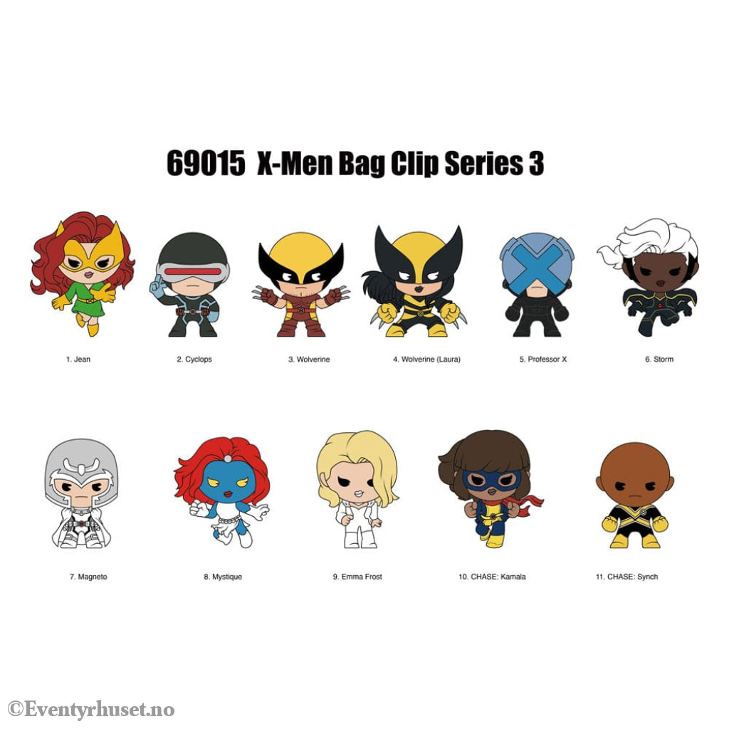 Marvel 3D Foam Bag Clips X-men Classic Series 3 Display (24) Fashion & Accessories