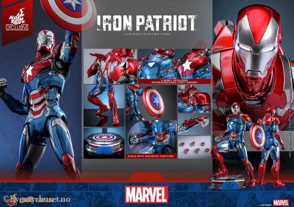 Marvel Comic Diecast Masterpiece Action Figure 1/6 Iron Patriot Hot Toys Exclusive 32 cm Toys