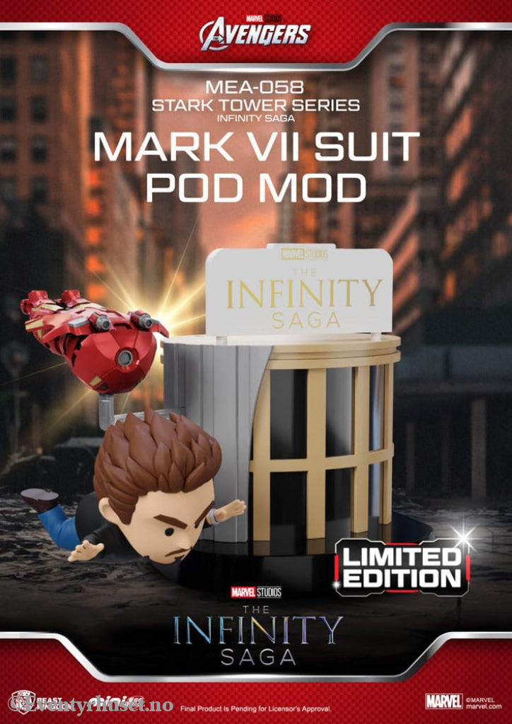 Marvel Mini Egg Attack Figures The Infinity Saga Stark Tower series Tony Stark & Mark VII suit pod mod 12 cm