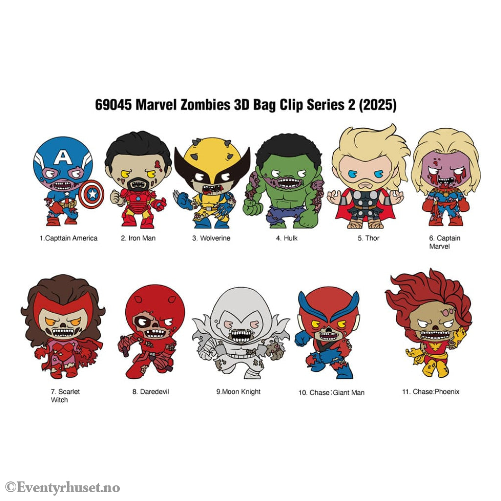 Marvel PVC Bag Clips Series 2 Zombies Display (24) Fashion & Accessories