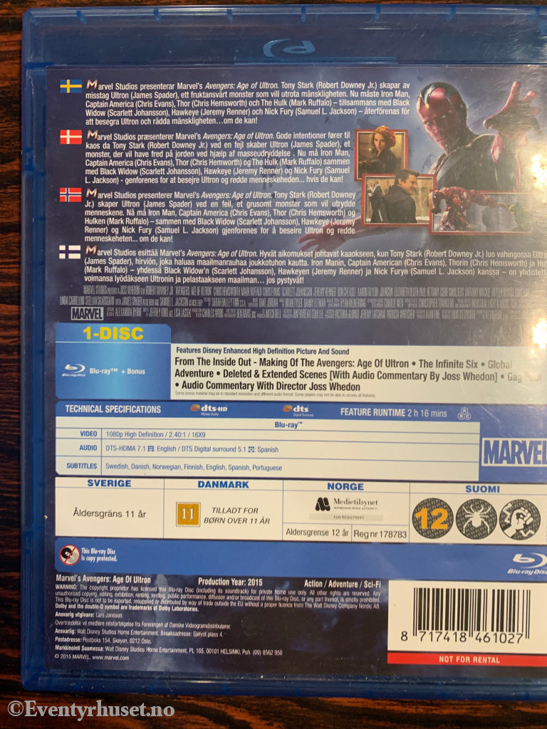 Marvel´s Avengers - Age Of Ultron. Blu-Ray. Blu-Ray Disc