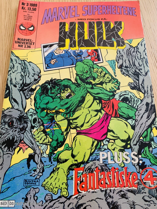 Marvel Superheltene. 1989/03. Hulk & Fantastiske 4. Tegneserieblad