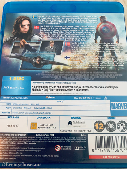 Marvel's Captain America - The Winter Soldier. Blu-ray.