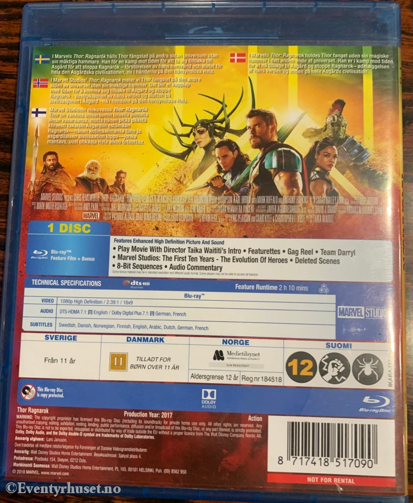 Marvel´s Thor - Ragnarok. Blu-Ray. Blu-Ray Disc