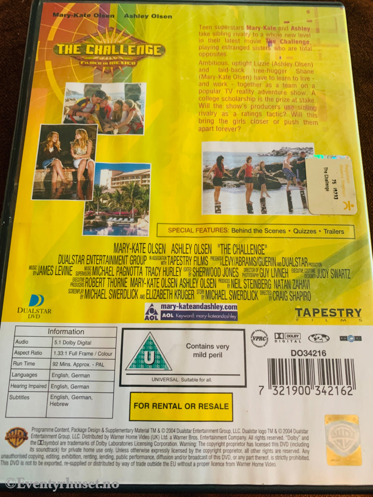 Mary-Kate & Ashley Olsen. The Challenge (Utfordringen). DVD. DVD