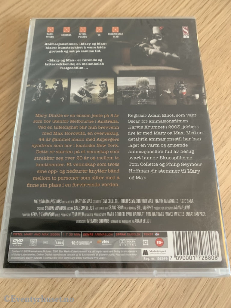 Mary Og Max. Dvd Ny I Plast!