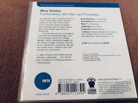 Mary Shelley Frankenstein. Lydbok på CD.