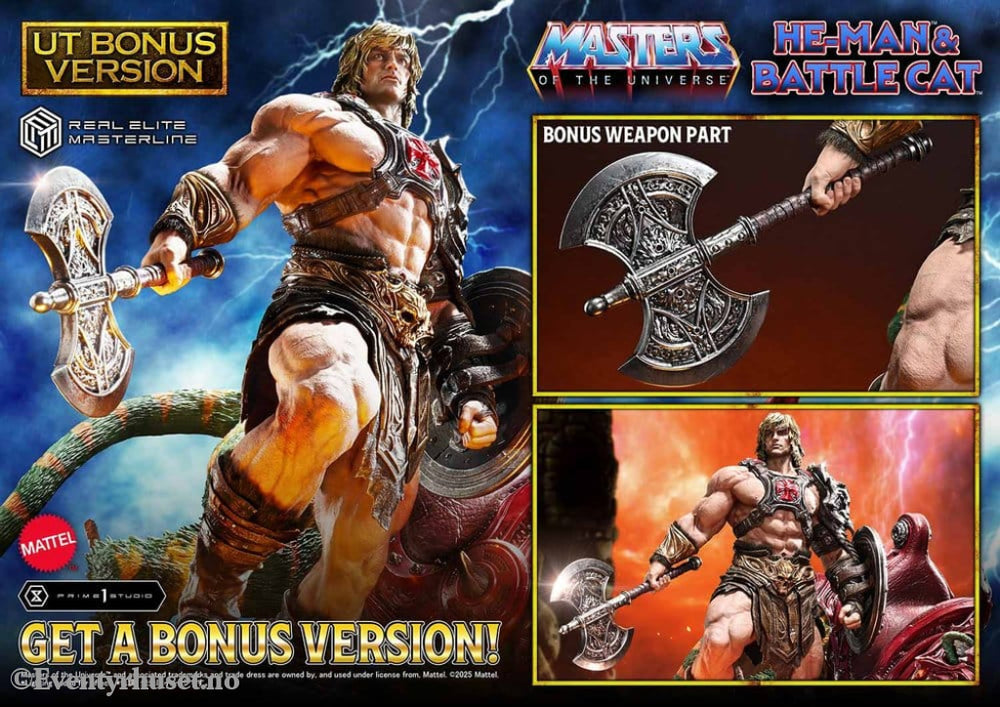 Masters of the Universe Real Elite Masterline Series Statue 1/4 He-Man & Battle Cat Ultimate Bonus Version 86 cm
