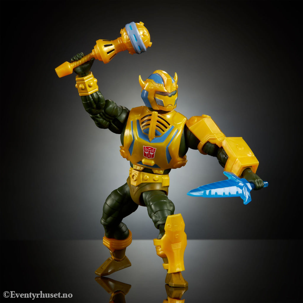 Masters of the Universe x Transformers Action Figure Bumblebee Armor Man-At-Arms heo European Exclusive 14 cm. Mint In