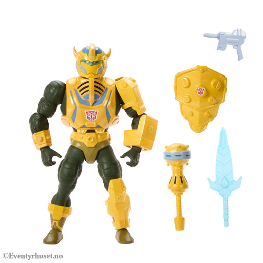 Masters of the Universe x Transformers Action Figure Bumblebee Armor Man-At-Arms heo European Exclusive 14 cm. Mint In