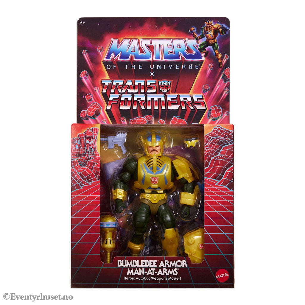 Masters of the Universe x Transformers Action Figure Bumblebee Armor Man-At-Arms heo European Exclusive 14 cm. Mint In