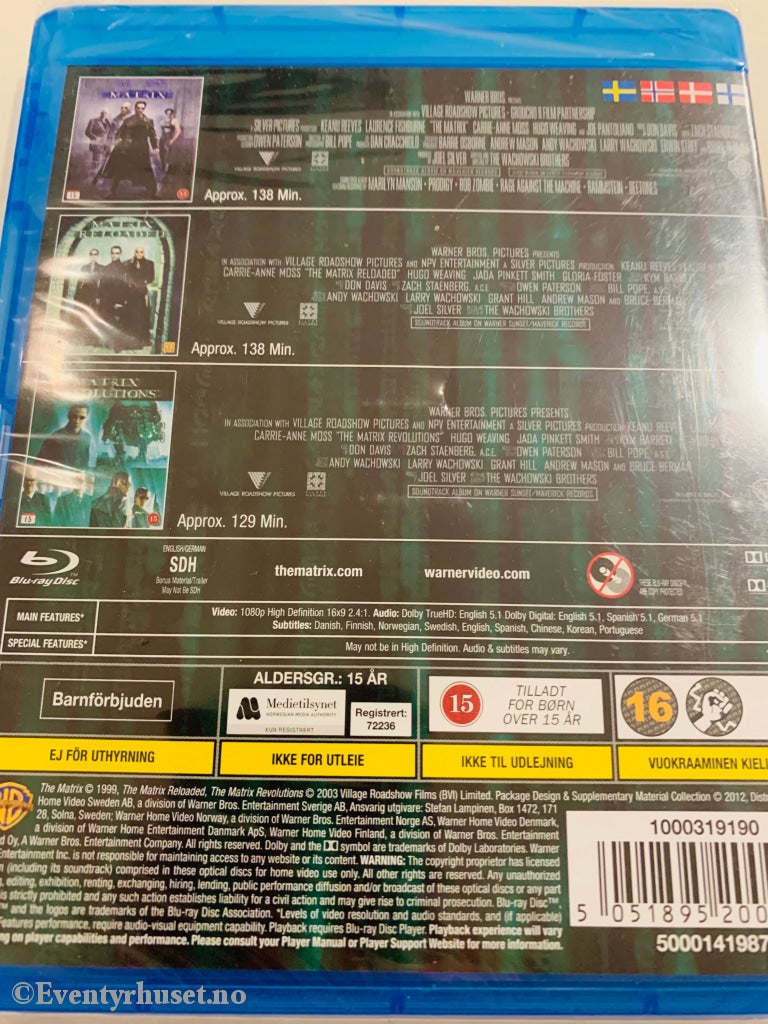 Matrix. Blu Ray Samleboks. Ny I Plast! Blu-Ray Disc