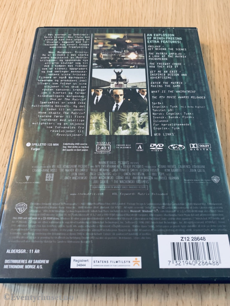 Matrix Reloaded. 2003. Dvd. Dvd