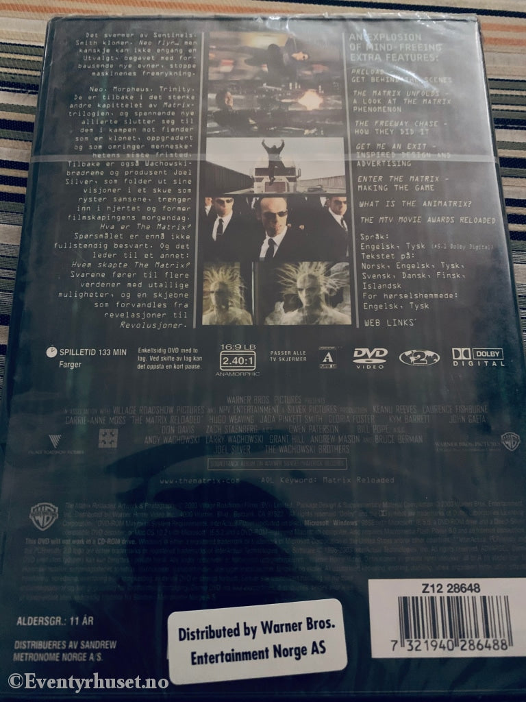 Matrix Reloaded. 2003. Dvd. Ny I Plast! Dvd