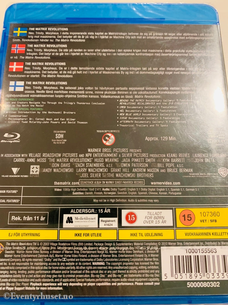Matrix Revolutions. 2003. Blu Ray. Ny I Plast! Blu-Ray Disc