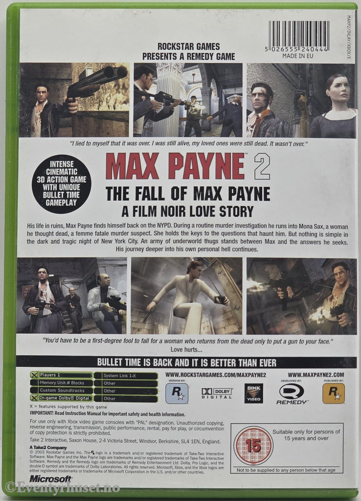 Max Payne 2: The Fall of Max Payne . Xbox.