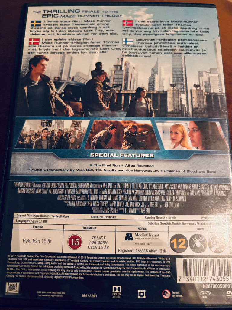 Maze Runner: The Death Cure. DVD.