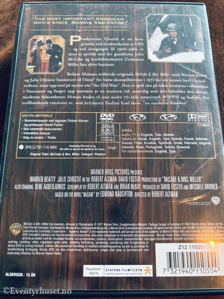 McCabe & Mrs. Miller (1971). DVD.