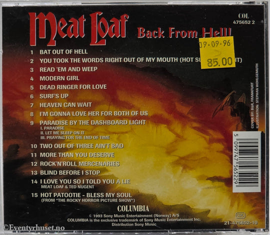 Meat Loaf, 1993, Back From Hell! The Very Best Of. Musikk-CD.