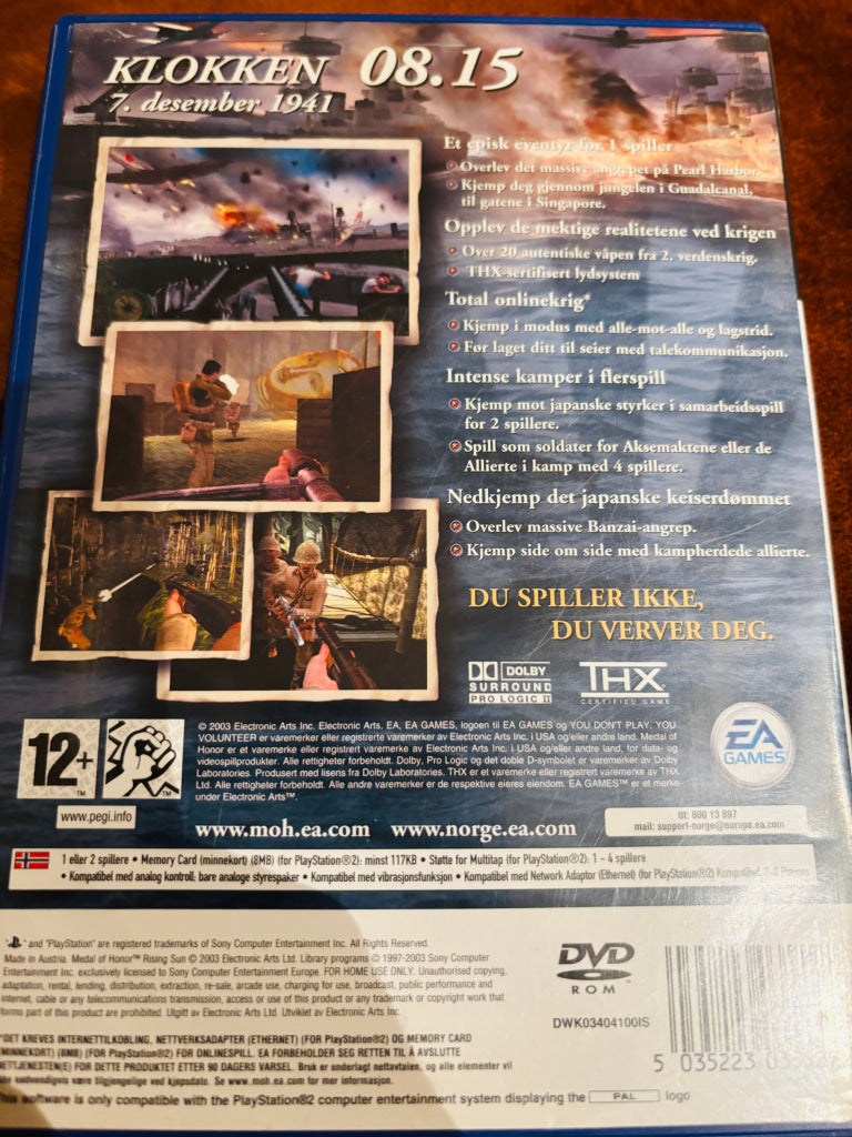Medal of Honor: Rising Sun. PS2.