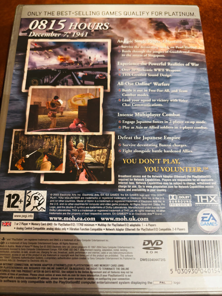 Medal of Honor Rising Sun. PS2.