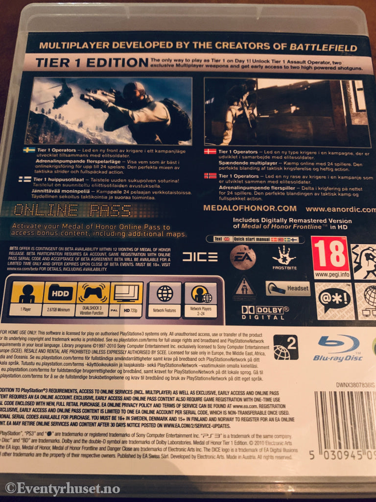 Medal of Honor: Tier 1 Edition. PS3.