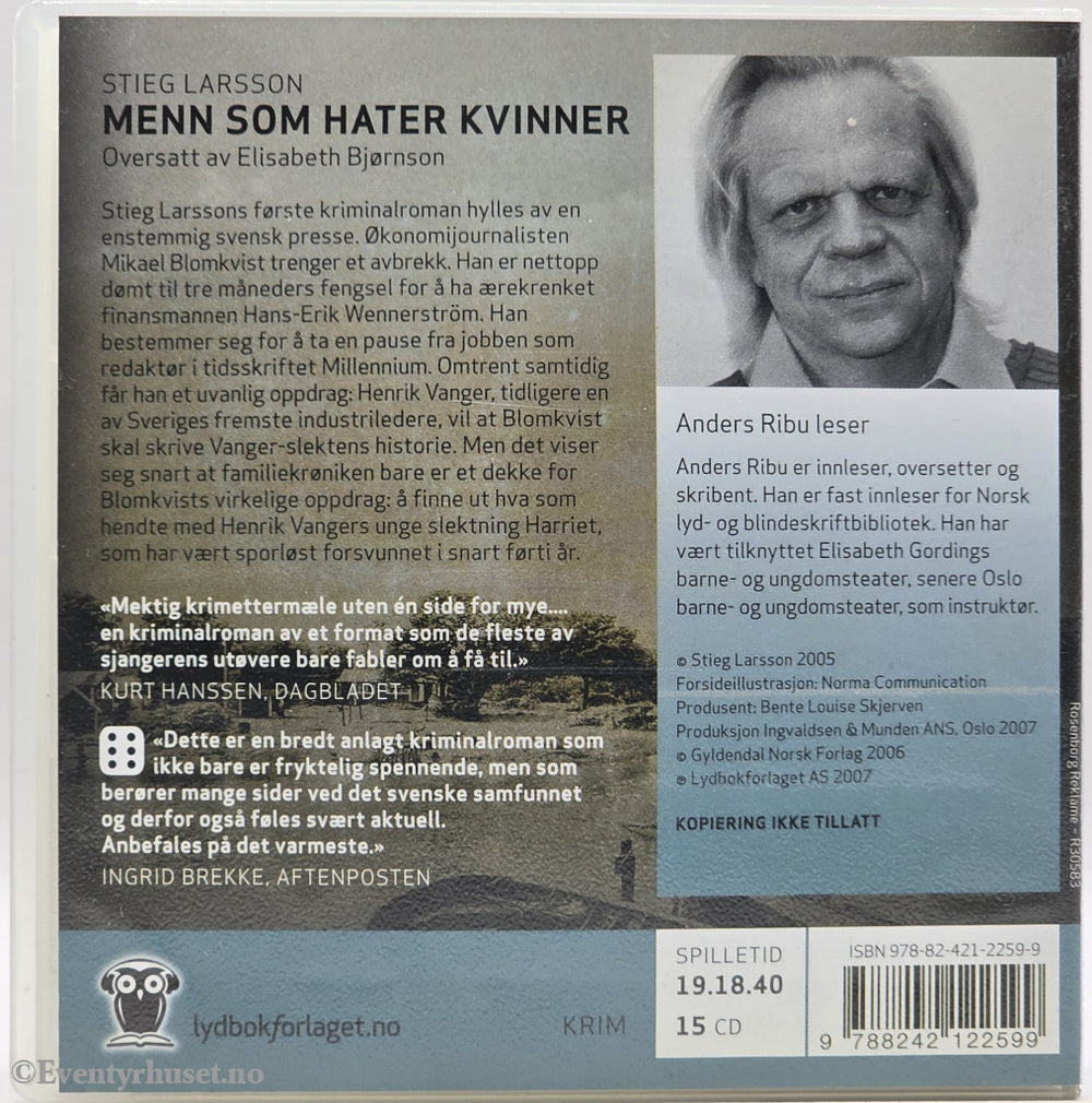 Menn som hater kvinner – Stieg Larsson . Lydbok på CD.