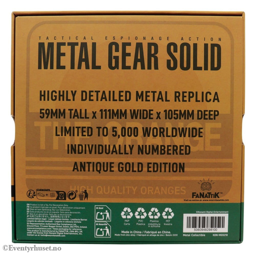 Metal Gear Solid 2 Replica Cardboard Box Antique Gold Collectibles