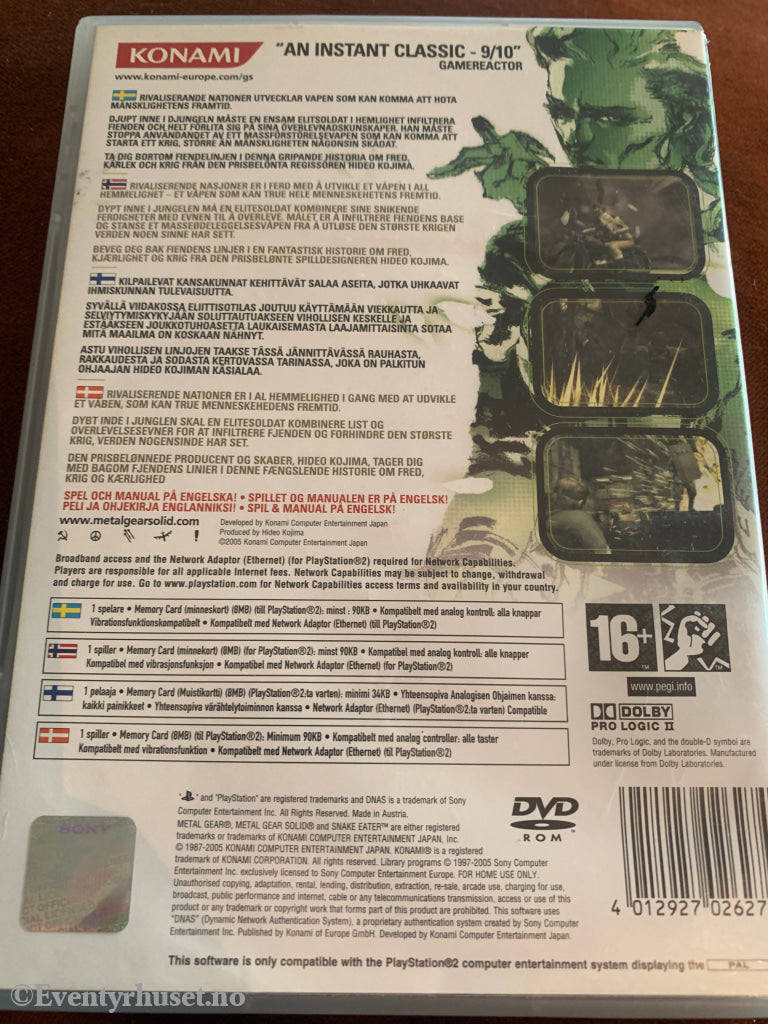 Metal Gear Solid 3: Snake Eater . PS2