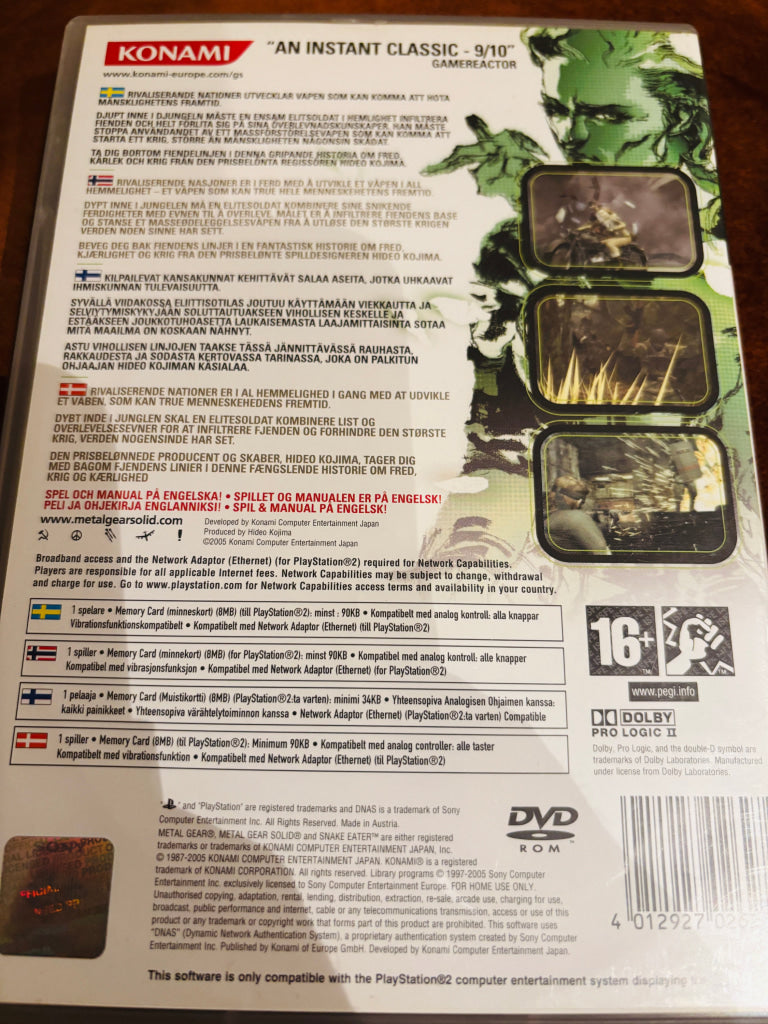 Metal Gear Solid 3: Snake Eater. PS2.