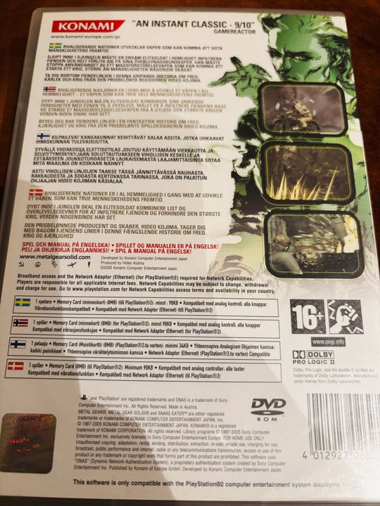 Metal Gear Solid 3: Snake Eater. PS2.