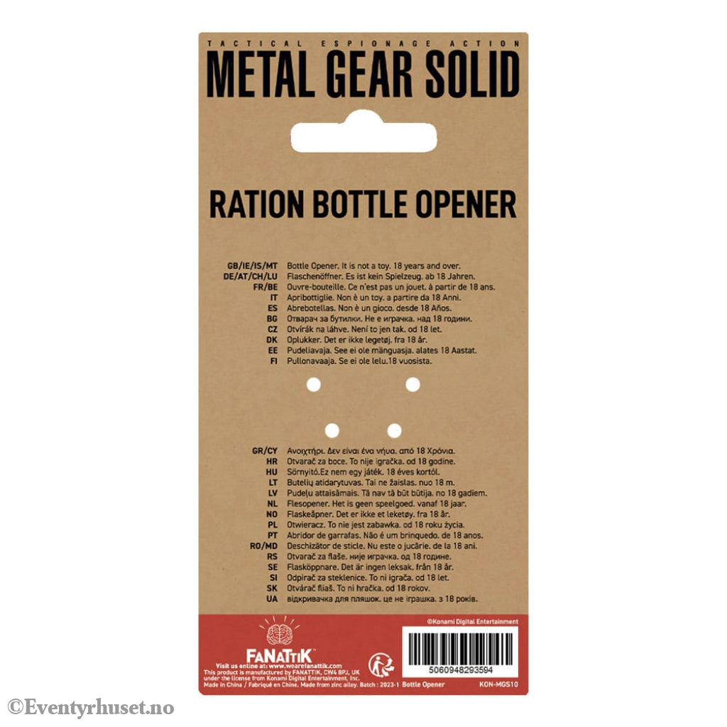 Metal Gear Solid Bottle Opener Solid Ration 8 cm Home & Gifts