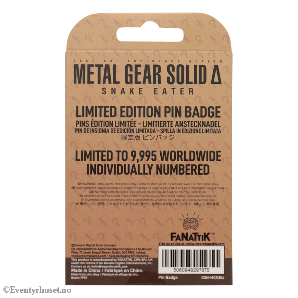 Metal Gear Solid Delta Pin Badge Fox Limited Edition Fashion & Accessories