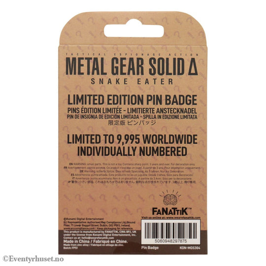 Metal Gear Solid Delta Pin Badge Fox Limited Edition Fashion & Accessories