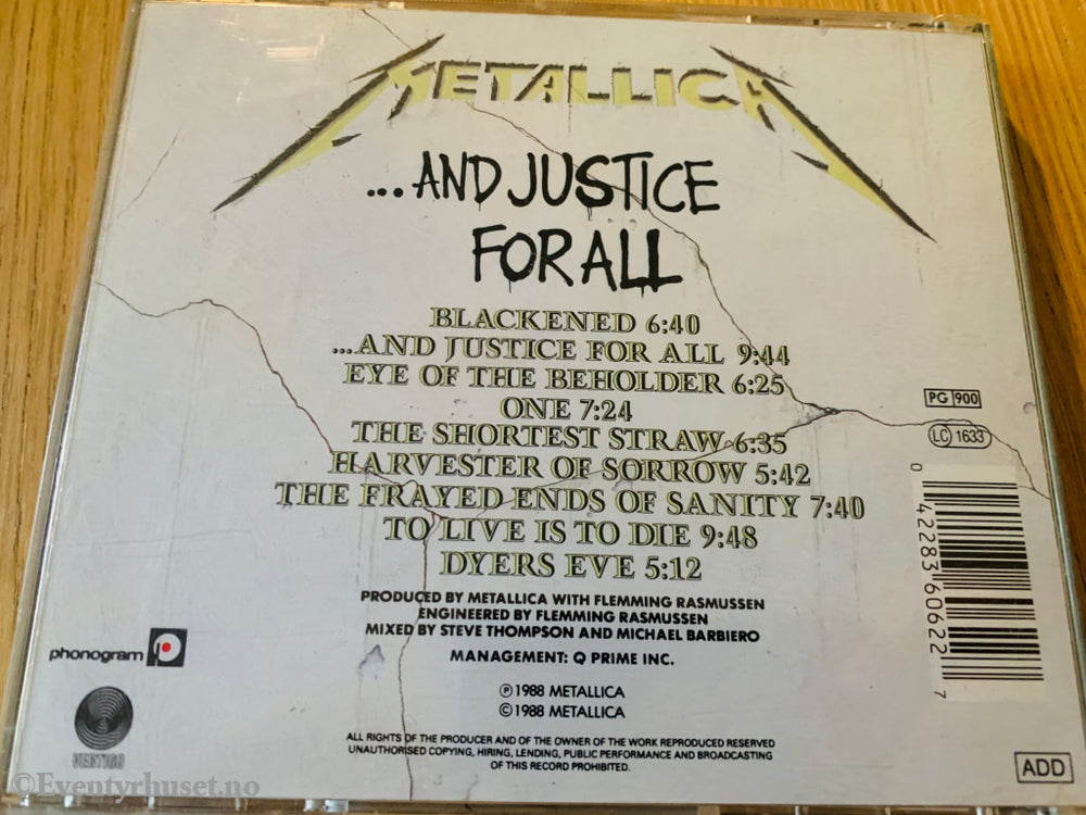 Metallica …And Justice For All. 1988. Cd. Cd