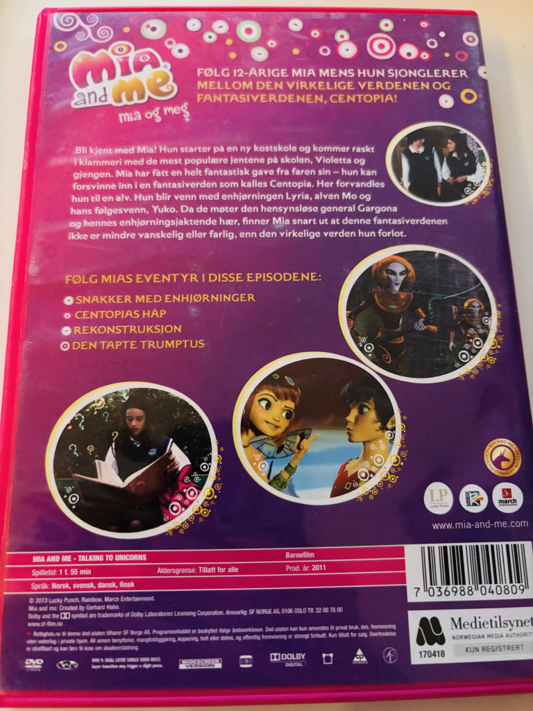 Mia and Me: Snakker med enhjørninger. DVD.