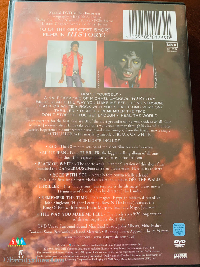 Micahel Jackson Video Greatest Hits - History. 1995/00. Dvd. Dvd