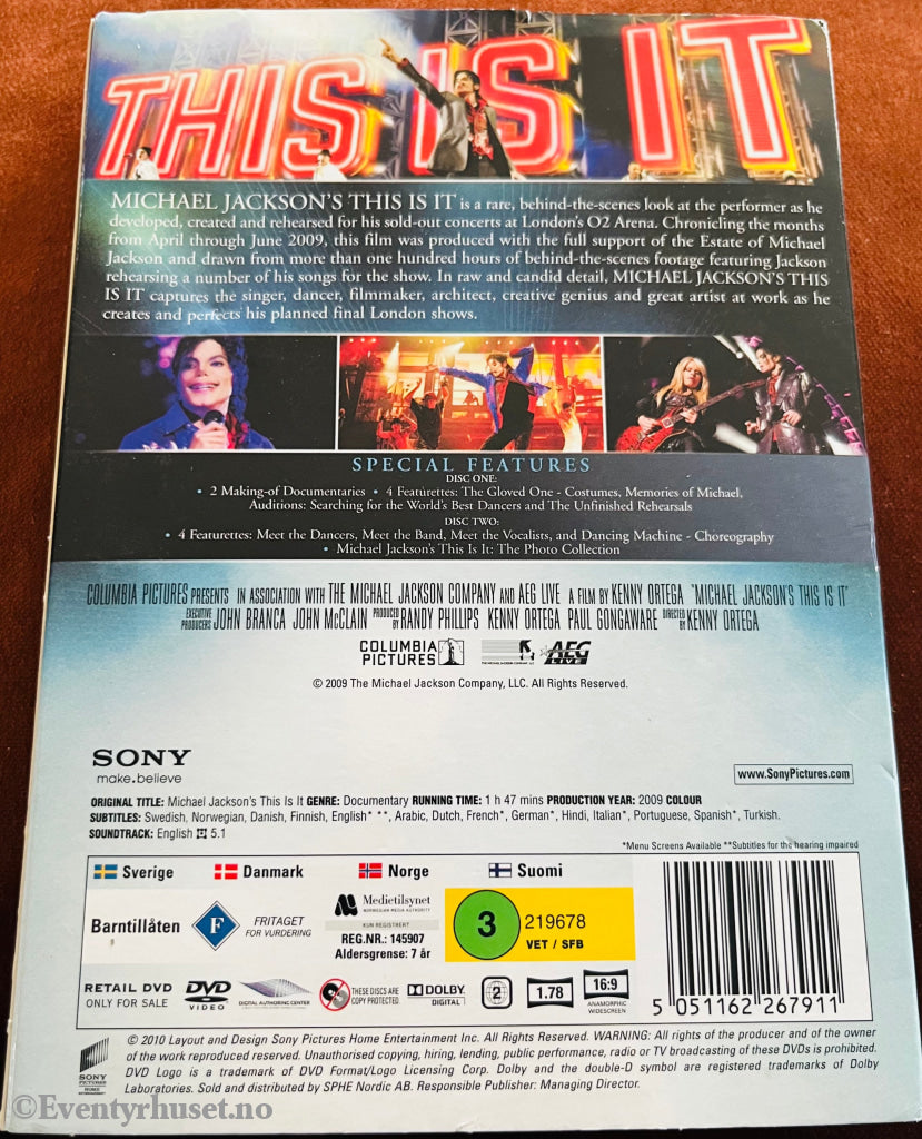 Michael Jackson. This Is It. 2009. Dvd Slipcase.