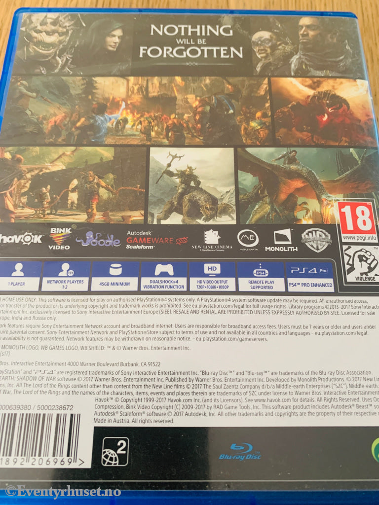 Middle-earth: Shadow of War. PS4.