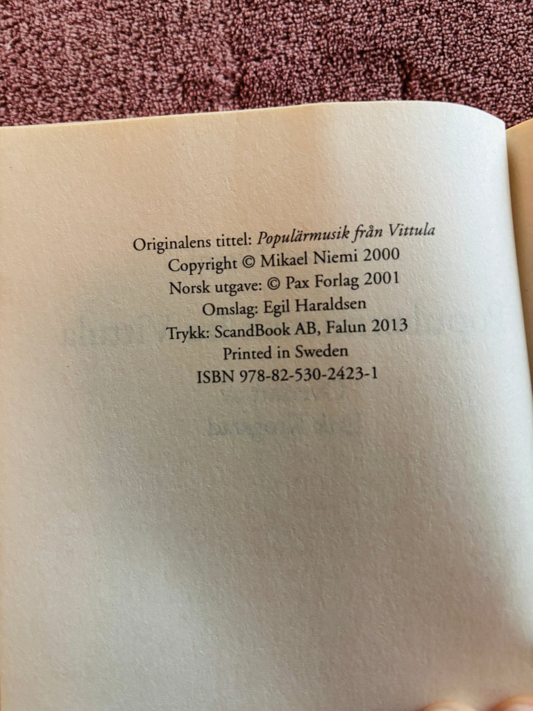 Mikael Niemi – Populærmusikk fra Vittula. Bok.