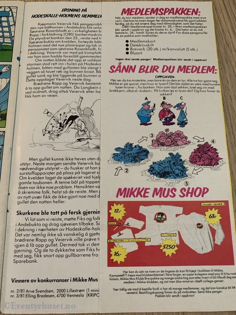 Mikke Mus. 07/1981. Tegneserieblad
