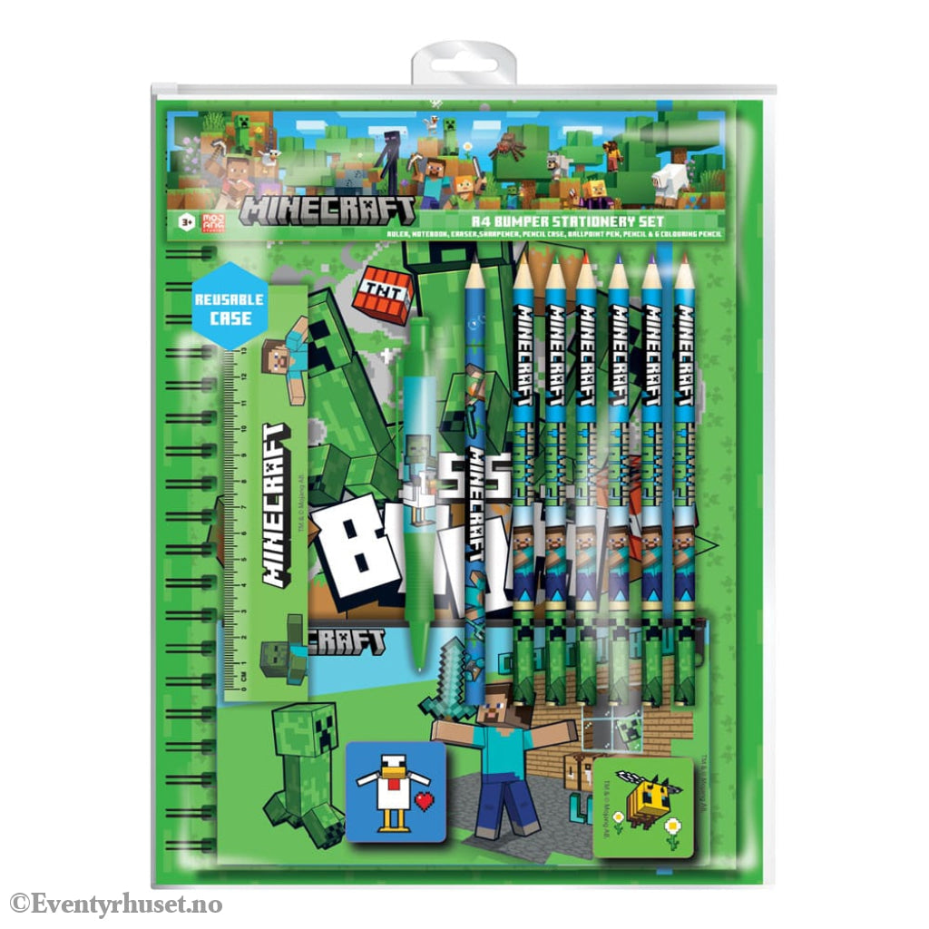 Minecraft 12-Piece Stationery Set A4 Bumper Home & Gifts