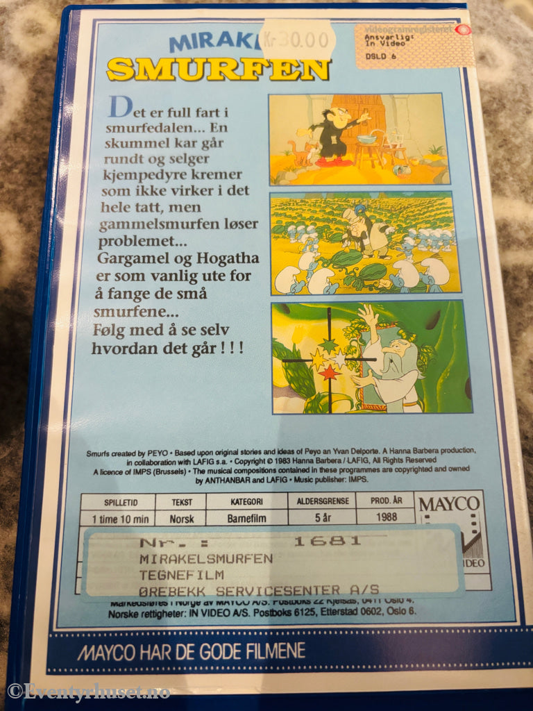 Mirakel Smurfen. VHS Big Box. VHS